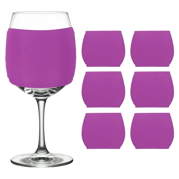 Uxcell 6 Pcs Sublimation Blank Wine Glass Sleeves, Reusable Neoprene Insulated Wine Glass Cover Protector for Cold Drinks Sublimation Ornaments Supplies, Purple