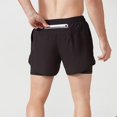 thumbnail image 5 of brillar Pantalones cortos deportivos de doble capa para hombres Pantalones de fitness falsos de secado rápido de 2 piezas, 5 of 5
