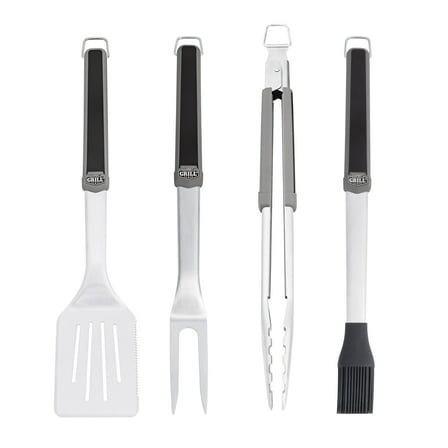 Expert Grill Grilling Accessories BBQ Grill Tools Set, 4 Pieces Stainless Steel Grill Kit
