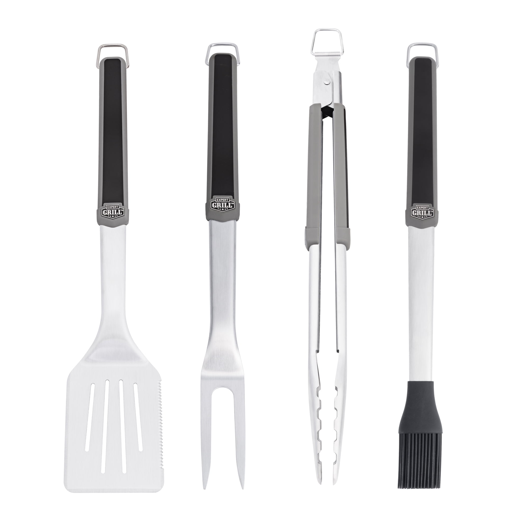 Expert Grill Grilling Accessories BBQ Grill Tools Set, 4 Pieces Stainless Steel Grill Kit
