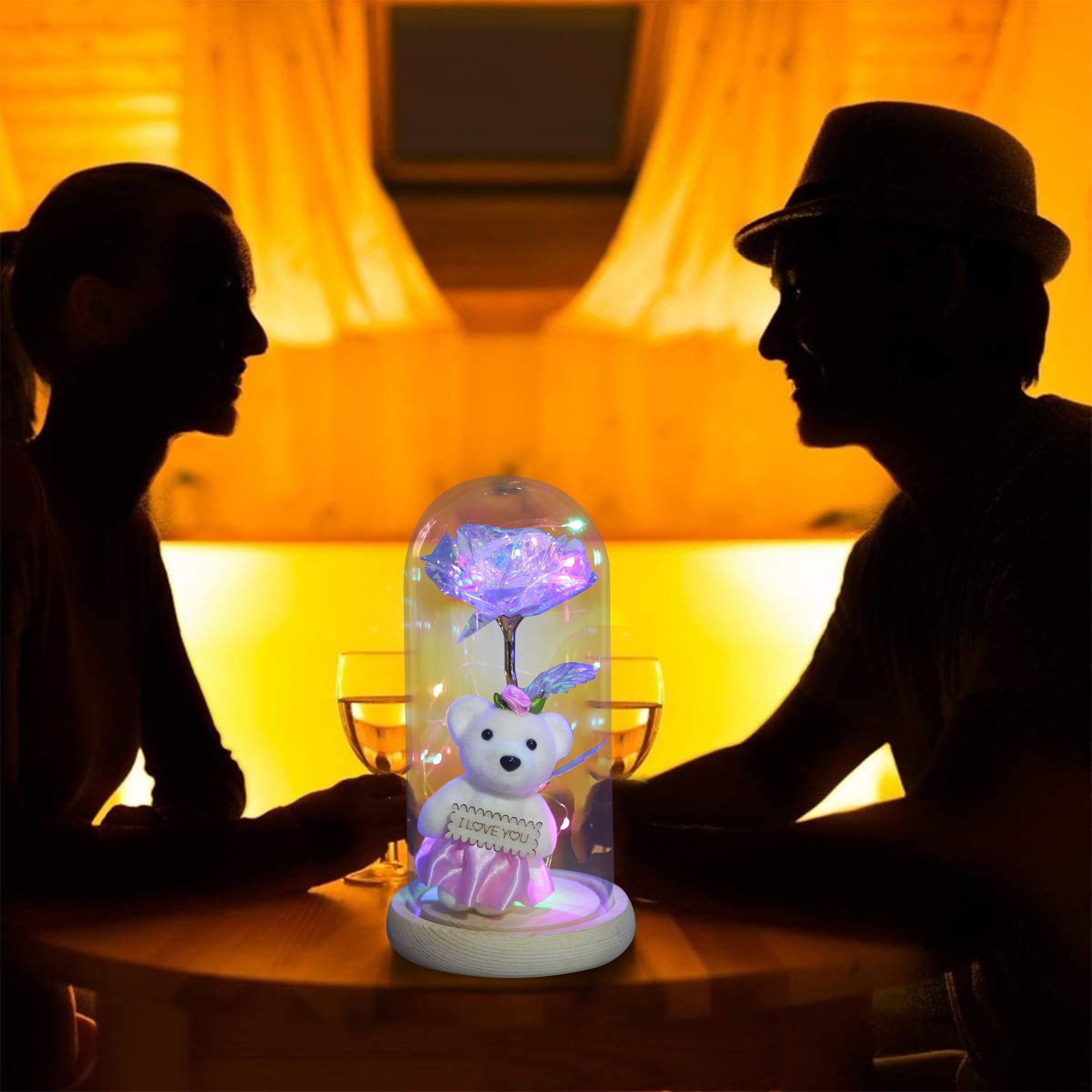 PhoneSoap Beauty and The Rose,Enchanted Flower with LED Light &Red