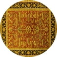 thumbnail image 1 of Ahgly Company Machine Washable Indoor Round Oriental Yellow Traditional Area Rugs, 6' Round, 1 of 4