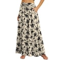 thumbnail image 3 of Women'S Flowy Maxi Skirt Summer Pleated High Waisted Casual Long Skirts with Pockets Leaf Flower XL, 3 of 8