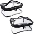 thumbnail image 3 of Paquete de 2 bolsas de maquillaje transparentes portátiles con cremallera bolsa de viaje transparente Stora bolsa de transporte de Pvc con cremallera bolsa de aseo Izers con la mano, 3 of 5
