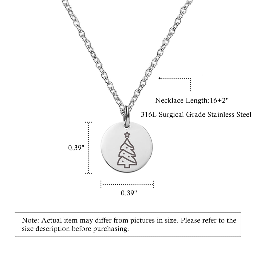 Anavia Stainless Steel Round Christmas Tree Disc Pendant, Size: One