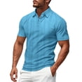 thumbnail image 2 of KIHOUT Men's Vertical Fine Rib Knit Short Sleeve Polo Shirt, Two Button Slim Fit Breathable Solid Acrylic Casual Top, 2 of 8