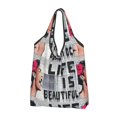 thumbnail image 3 of Bolso de mano con estampado kawaii personalizado de chica con globo de Banksy, bolso de mano portátil para compras, bolso de mano con arte de grafiti callejero, 3 of 5