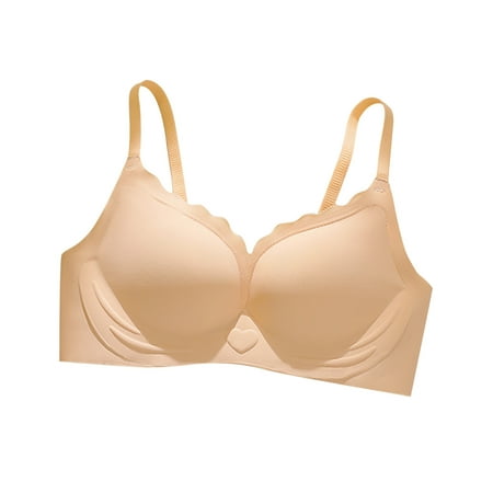 

Bigersell Padded Bra Women Bras Comfortable Breathable Solid Non-Underwire Backless Underwear Women s Plus Size Push up Bra Style 13276 Beige 36A