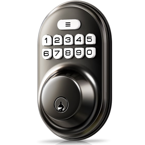 Veise RZ-A Electronic Keypad Deadbolt Door Lock, Matte Black Keyless Entry for Front Door, 20 Codes, Auto Lock, One-time Codes, 365 Days Battery Life, BHMA Certified, IP54 Waterproof
