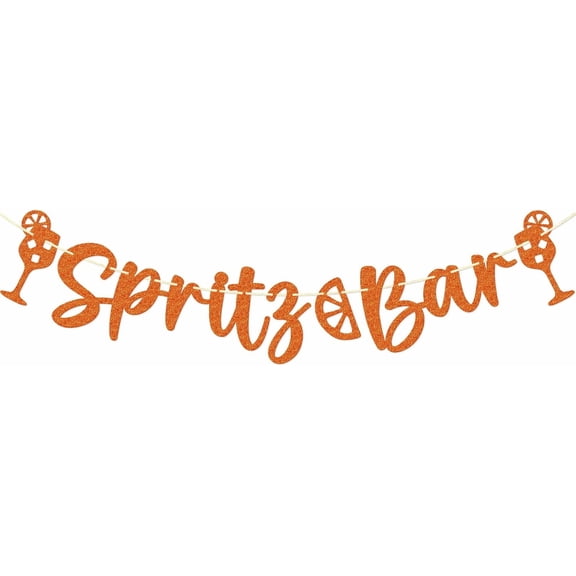 Spritz Bar Banner - Spritz Themed Birthday Decorations - Orange Party Decorations - Orange Glitter
