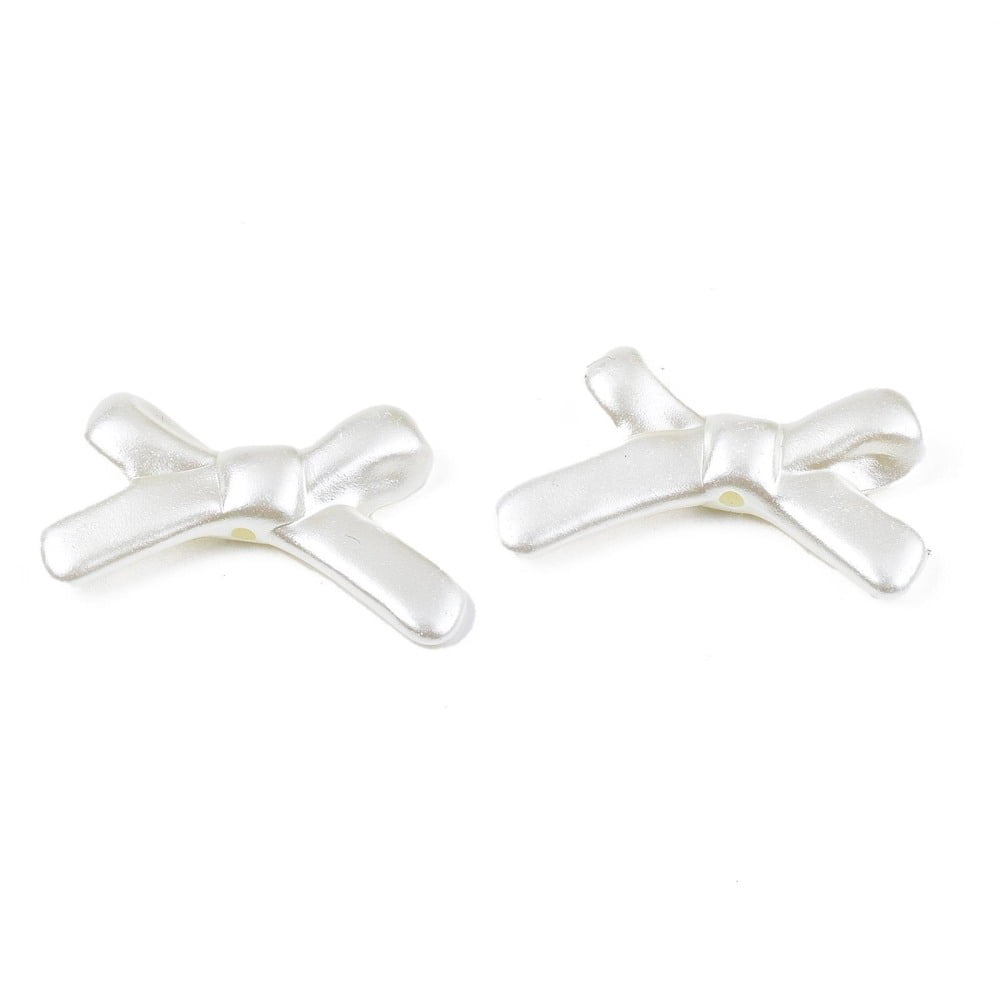 500gs Acrylic Imitation Pearl Beads High Luster Bowknot Creamy White 20.5x32.5x6mm Hole: 1.8mm about 390pcs/500g
