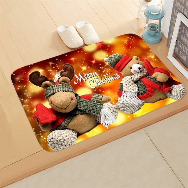 Estera de la puerta del hogar de dibujos animados de Navidad Estera absorbente Sala de estar Cocina Estera del piso 40x60CM Wmkox8yii HFSH5724