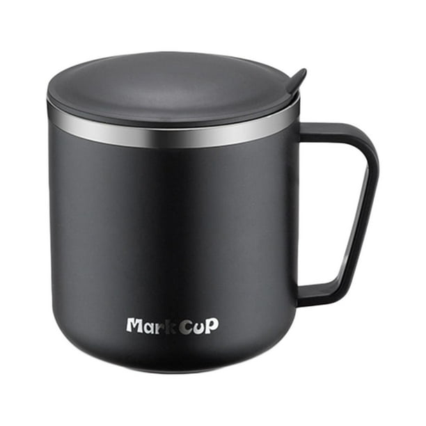 Pisexur Batería de cocina Taza de acero inoxidable con tapa y asa - 400 ml, reutilizable, con doble aislamiento - Ideal para el hogar, la oficina, viajes, café y desa para la cocina del hogar