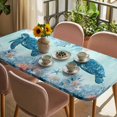thumbnail image 3 of Coastal Turtle Blue Table Cloths for 4 Foot Rectangle Tables, Summer Beach Nautical Coral Starfish Patio Waterproof Elastic Fitted Tablecloths, Washable Rectangular Table Cover for Camping, 3 of 8