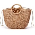 thumbnail image 3 of Kukuzhu Womens Large Straw Beach Tote Bag Hobo Summer Handwoven Bags Purse wth Pom Poms, 3 of 7