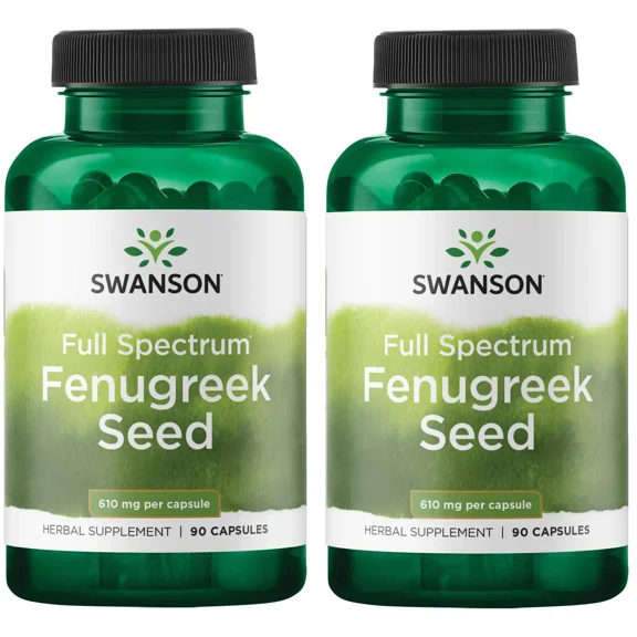 Swanson Full Specturm Fenugreek Seed - Herbal Supplement - (610 Milligrams 90 Capsules) (2 Pack)