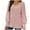 Pink, variant on cocolona Womens Plus Size Long Sleeve Shirts 2025 V Neck Hem Slit Fall Tops Loose Lightweight Sweaters Trendy Solid Color Blouses Watermelon Red XL