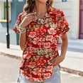 thumbnail image 6 of Teissuly Women's Hawaiian Button-up Shirt Casual Short Sleeve Floral Tropical Print Summer Shirt, 6 of 6