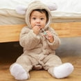 thumbnail image 2 of Warm Hooded Jumpsuit Long Sleeve Button Cartoon Romper Winter Pajamas Cartoon Outfit for Christmas or Halloween 6-9 Months, 2 of 8