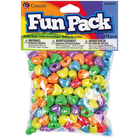Fun Pack Acrylic Heart Beads, 210pk, Assorted Colors