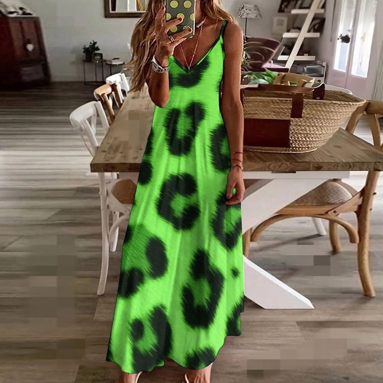 Neon Green Leopard Print Texture Sleeveless Dress Loose Women's Dress Dresses Luxury Evening Dresses - Walmart.com Neon Green Leopard Print Texture Sleeveless Dress Loose Women's Dress Dresses Luxury Evening Dresses - Walmart.com