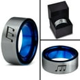 thumbnail image 4 of Tungsten Triplet Beam Note Music Band Ring 8mm Men Women Comfort Fit Blue Flat Cut Brushed Gray Polished, 4 of 4