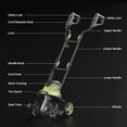 thumbnail image 6 of SOYUS 14 Inch Electric Tiller Cultivator 12 Amp Corded Tiller for Gardening, Garden Tiller with Folding Handle, 4 Steel Tines Wheeled Rototiller for Lawn Yard Soil Tilling, 6 of 9