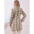 thumbnail image 3 of DARING DIVA Women's Single Breasted Vintage Winter Overcoat Plaid Pea Coat S Khaki, 3 of 6