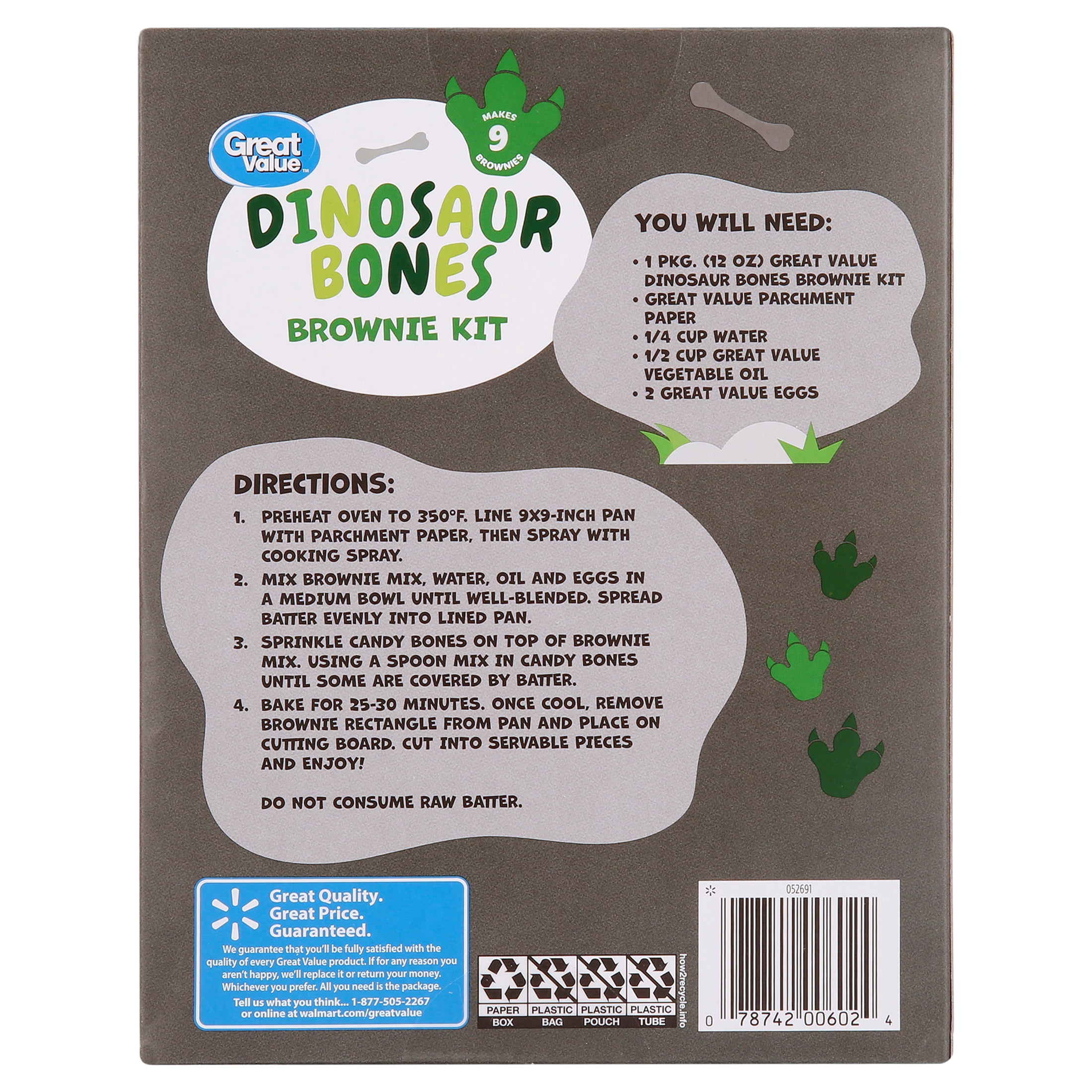 Great Value Dinosaur Bones Brownie Mix Kit, 12oz