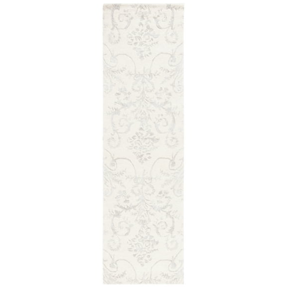 SAFAVIEH Bella Paula Damask Runner Rug, Ivory/Grey, 2'3" x 9'