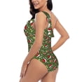 thumbnail image 4 of Sikiie Christmas Hat sock Print Women One Piece Swimsuits Tummy Control One Shoulder Bathing Suits Ruffle Swimwear, From S to XXL-Medium, 4 of 6