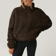 thumbnail image 5 of BRDFRL Pullover Womens Quarter Zip High Neck Fluffy Fleece Sherpa Sweaters Sweatshirt Winter Warm Fuzzy Top Coffee 2XL, 5 of 8