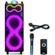 thumbnail image 1 of Sistema de Altavoces Bluetooth con Micrófono Inalámbrico Pyle, PA de 240W, Máquina de Karaoke, Altavoces Dobles de 10 Pulgadas, Batería Recargable, Radio USB/SD/AUX/FM y Luces LED para Audio en Vivo, 1 of 8