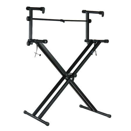 Loadstone Studio Pro Series Portable 2 Tier Doubled Keyboard Stand with Locking Straps , Two-Tier ,