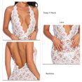 thumbnail image 4 of Traje de lencería Lencería de encaje sin espalda con cuello en V profundo con tanga para regalo de San Valentín Blanco XL, 4 of 5
