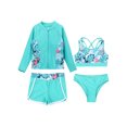 thumbnail image 3 of dPois Kids Girls 4pcs Sun Protection Rash Guard Swimsuits Summer Beach Water Play Surf Bathing Suit Light Green 6, 3 of 7