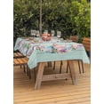 thumbnail image 4 of 54x80 Inch Outdoor Tablecloth with Umbrella Hole Zipper Rectangle Easter Rectangular Tablecloths Outside Waterproof Bunny Spring Floral Eggs Sage Green Wooden Patio Table Cloth Cover for Picnic Party, 4 of 8
