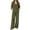 Army Green, variant on EazyTech Women 2 Piece Long Sleeve V Neck Top Matching Wide Leg Lounge Pants Beach Vacation Outfits Summer Pajamas