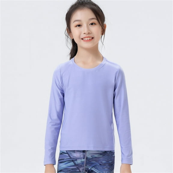 Boys T Shirts Purple Long Sleeve Shirt Boys Kids Fall Tops Crewneck Basic Tees Cottom Boy Shirt Kids Shirts Girls 8-9 Years
