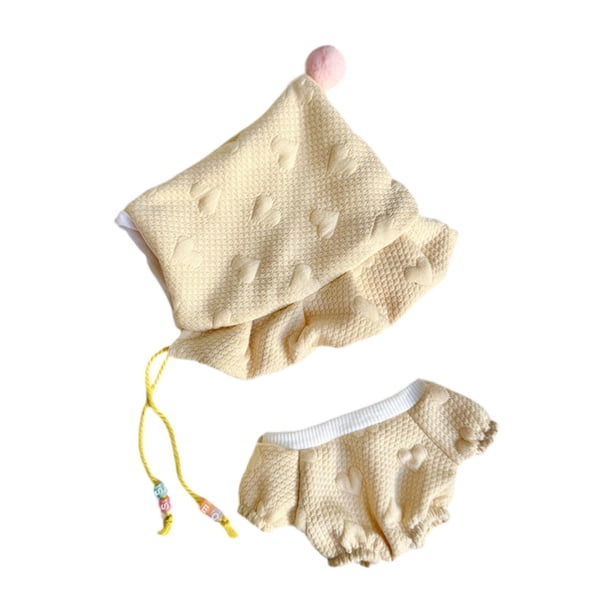 Pijamas y sombrero para muñecas Hugo atuendos casuales 8 pulgadas Amarillo