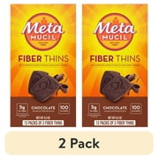 (2 pack) Metamucil Fiber Supplement Chewable Thins, Fiber Powder Food, Chocolate, 12 Count