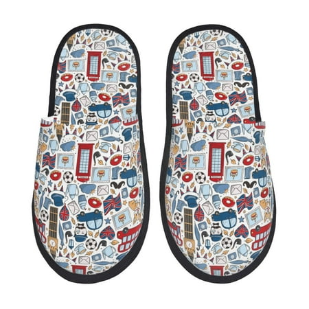 Balery London Symbols1 Slient Indoor Furry Fleece Comfort House Shoes Soft Non-Slip Home Shoes Cotton slippers House Slippers-- Medium