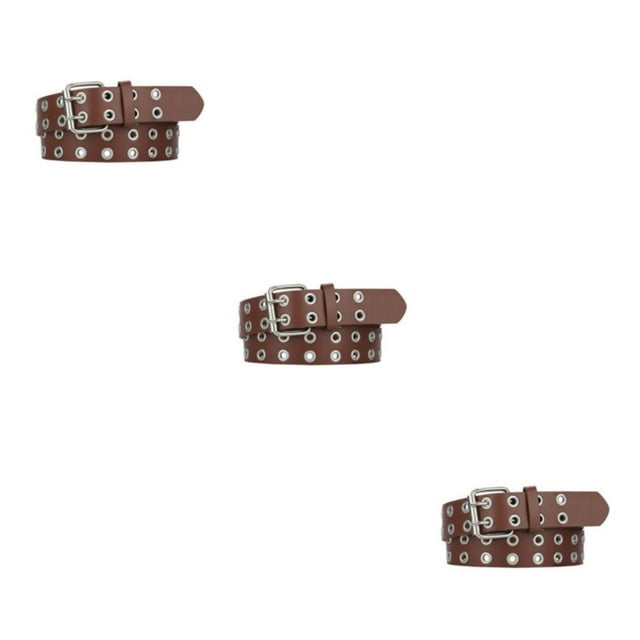 Decodeary Ceinture Double Boucle Sans Fil en Vrac pour Jeans Femmes Style Net Ceinture Fête Punk Épingle Robe Café 105cm 3ensemble