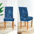 thumbnail image 5 of Christmas Blue Snowflake Dining Room Chair Covers Set of 4,Stretchable Removable Washable Spandex Kitchen Chair Protector Slipcovers for Restaurant,Hotel,Ceremony,Christmas,Festival Decoration, 5 of 6