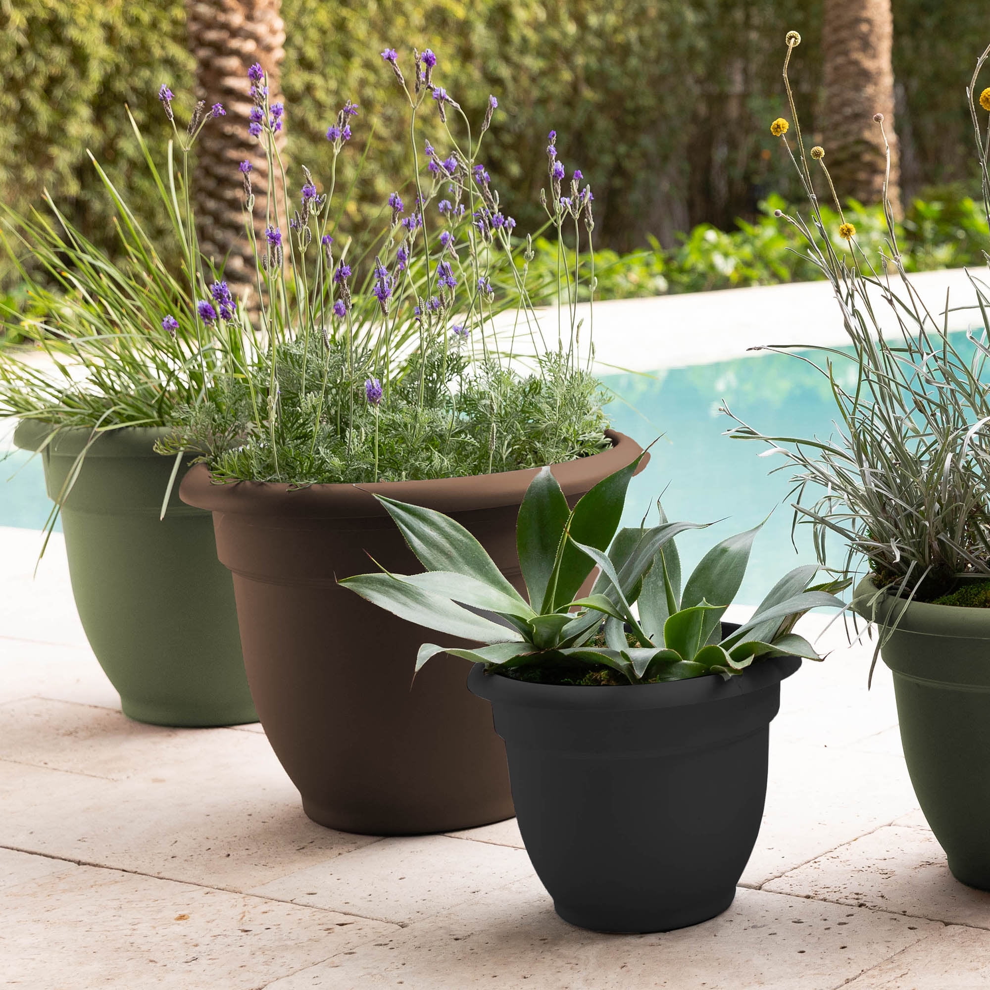Bloem Ariana Pot Planter: 20" - Chocolate - Durable Resin Pot, For Indoor and Outdoor Use, Gardening, Self Watering Disk Included, 11 Gallon Capacity