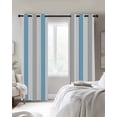 thumbnail image 2 of Blue Grey Stripe Blackout Curtains for Bedroom, Modern Farmhouse Vertical Striped Room Darkening Window Drapes for Living Room, Thermal Insulated Grommet Curtains, 27.5x39 inch, 2 Panels, 2 of 9