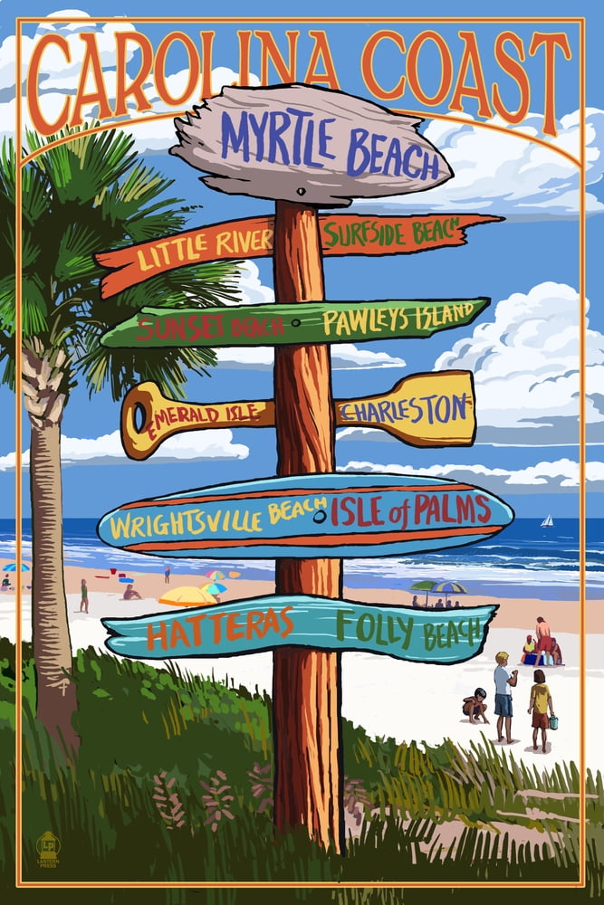 Myrtle Beach, South Carolina, Destinations Sign (9x12 Wall Art Print