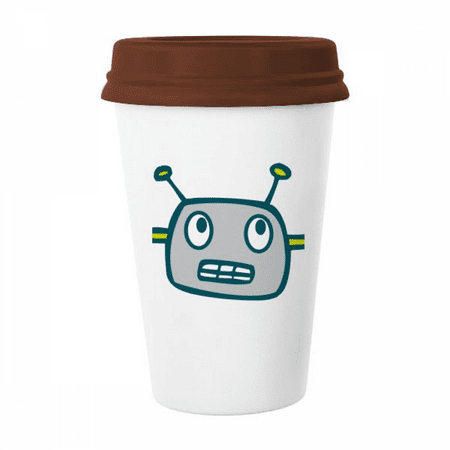 

Universe And Alien Gray Robot Mug Coffee Drinking Glass Pottery Cerac Cup Lid