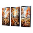 thumbnail image 3 of Designart "Birch Woods Autumn VII" Floral Framed Wall Art Set Of 3 - Brown Tree Birch Frame Canvas Set For Living Room Decor, 3 of 6