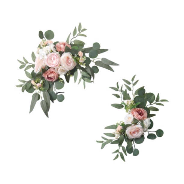 2x Boda Flores Flores Decoración de de la guirnalda Ornamento de la guirnalda de flores artificiales Decoración para la fiesta de entrada al